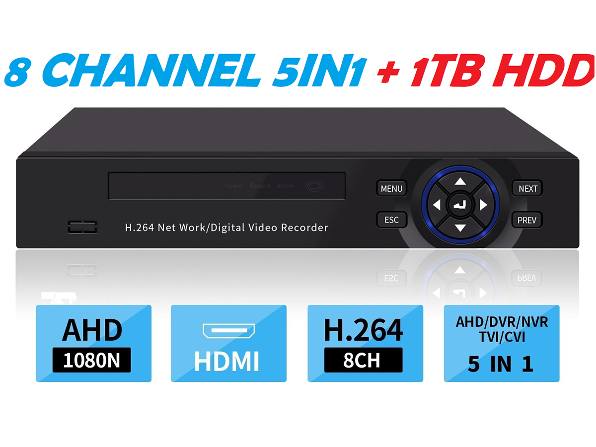 Side angle of DVR recorder CCTV 4 channel with HDMI and VGA ports
