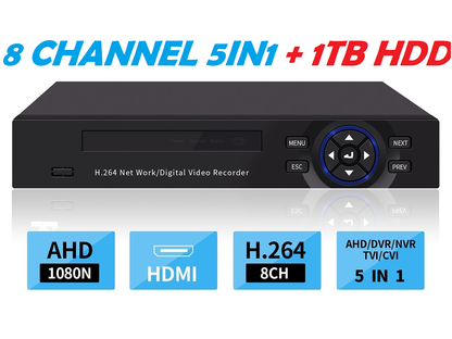 Side angle of DVR recorder CCTV 4 channel with HDMI and VGA ports