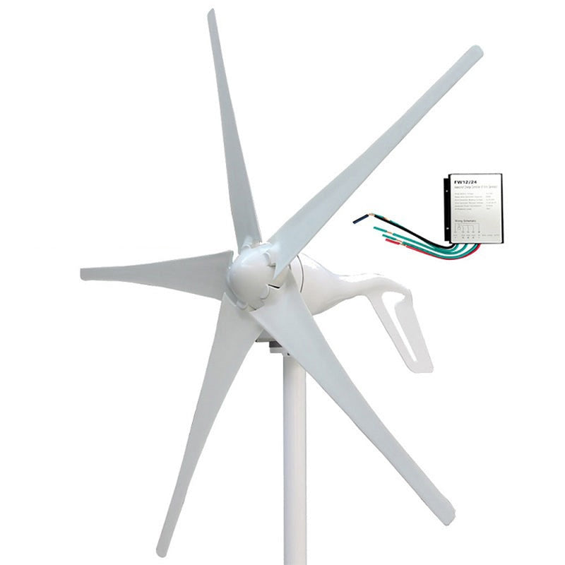Wind turbine 400W 24V generator side view showing aluminium alloy body