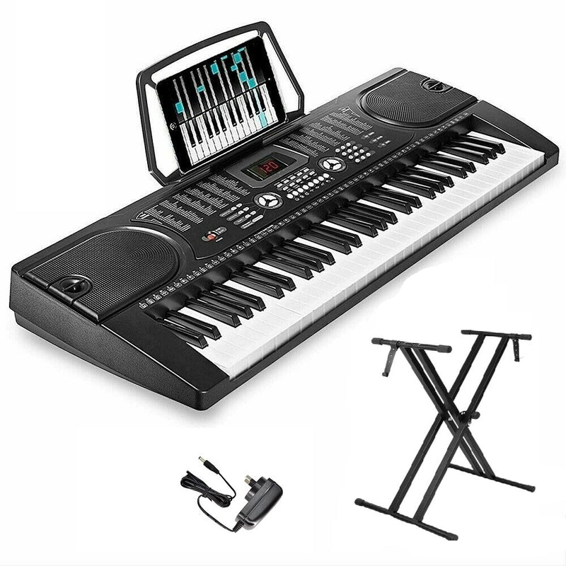 Electronic keyboard piano 61 keys front view with microphone