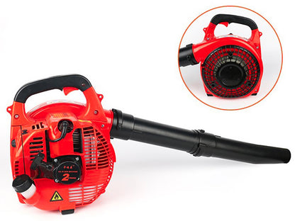 Close up of petrol engine on cordless leaf blower
