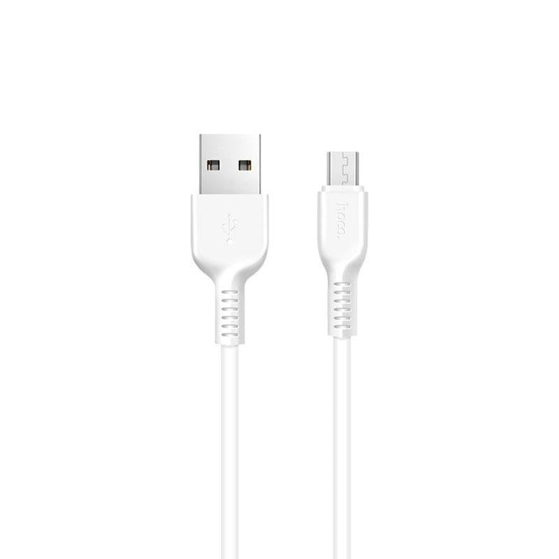 Micro USB charging cable white colour full length view