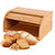 Bamboo bread bin storage box with natural wood colour on kitchen bench