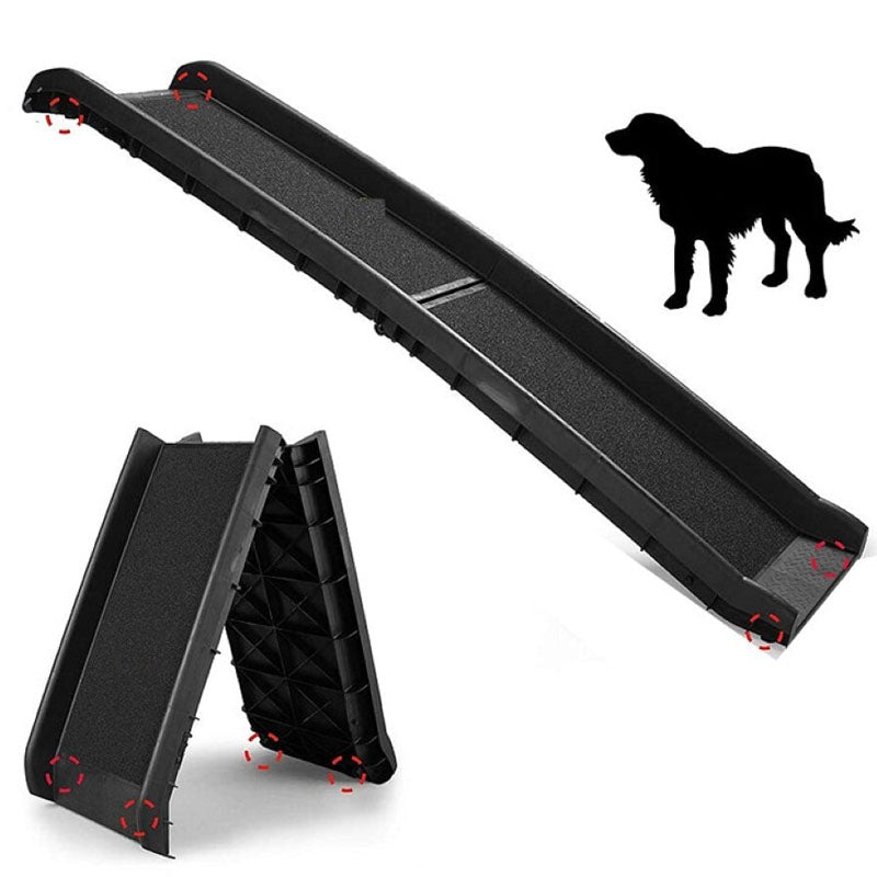 Dog ramp folded showing compact portable design