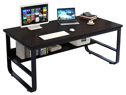 Side angle of computer desk table with steel frame