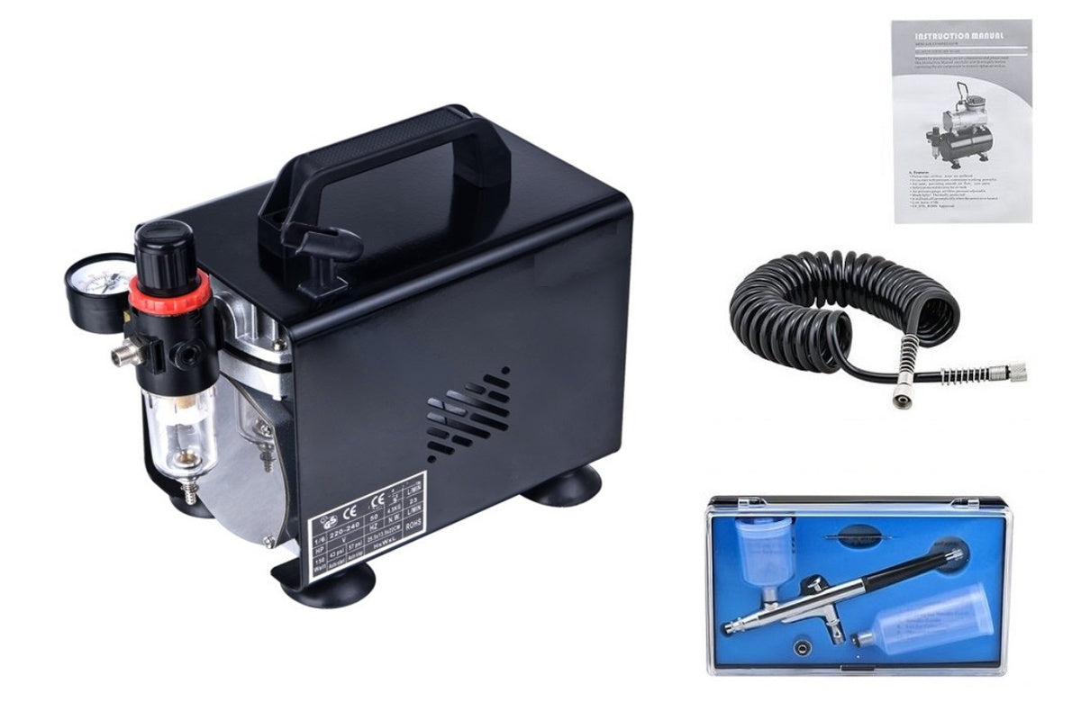 Close up of air brush compressor pressure gauge and regulator