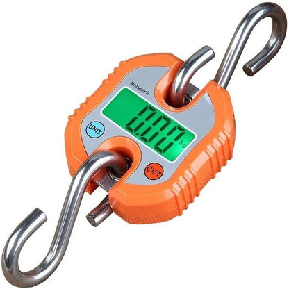 Hanging scales 150kg showing clear LCD screen with green backlight