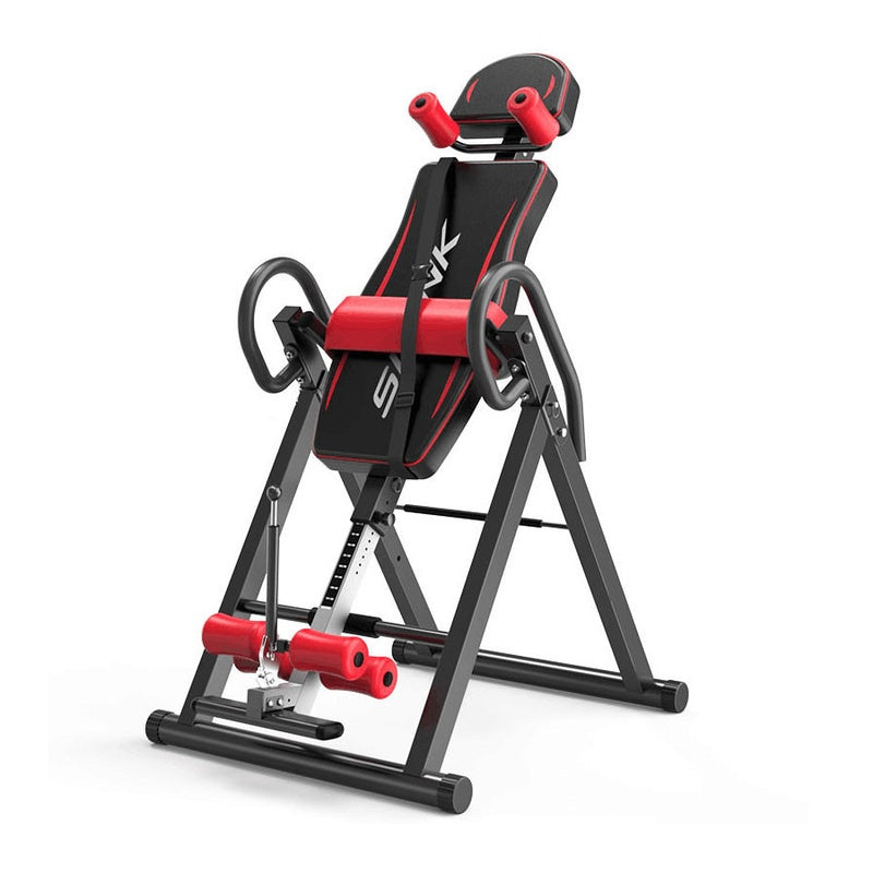 Inversion table back stretcher showing adjustable height settings