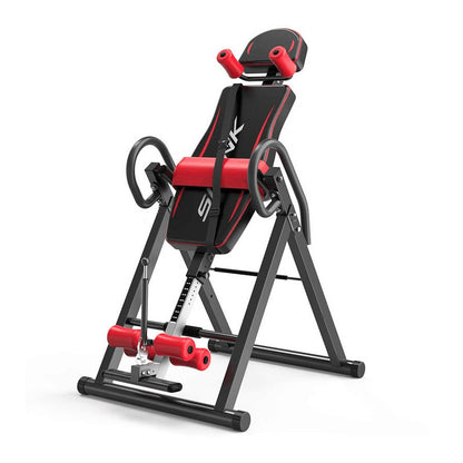 Inversion table back stretcher showing adjustable height settings