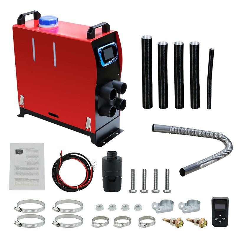 Diesel air heater 8KW front view showing compact metal and plastic body