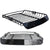 Universal roof rack basket black steel side view on car roof