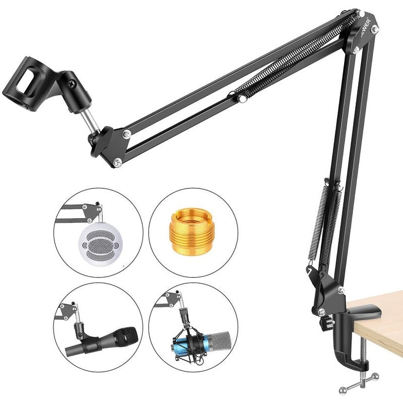 Microphone boom arm black steel frame side view