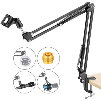 Microphone boom arm black steel frame side view