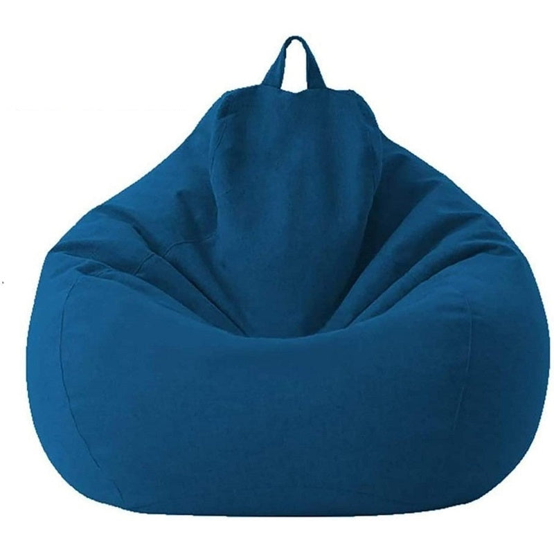 Bean bag cover in blue polyester showing front view