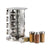 Spice rack stand with 16 glass jars in stainless steel frame