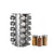 Spice rack stand carousel with 20 clear glass jars on stainless steel frame