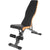 Adjustable weight bench showing steel frame and black finish