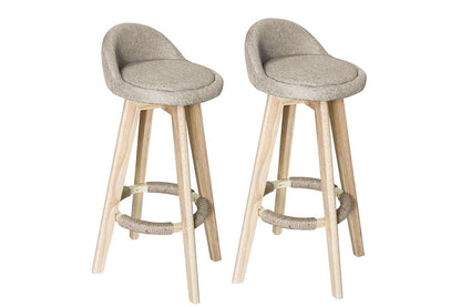 Swivel bar stools in cream with polished chrome footrest