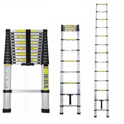 Telescopic ladder 32m aluminium side view showing silver finish