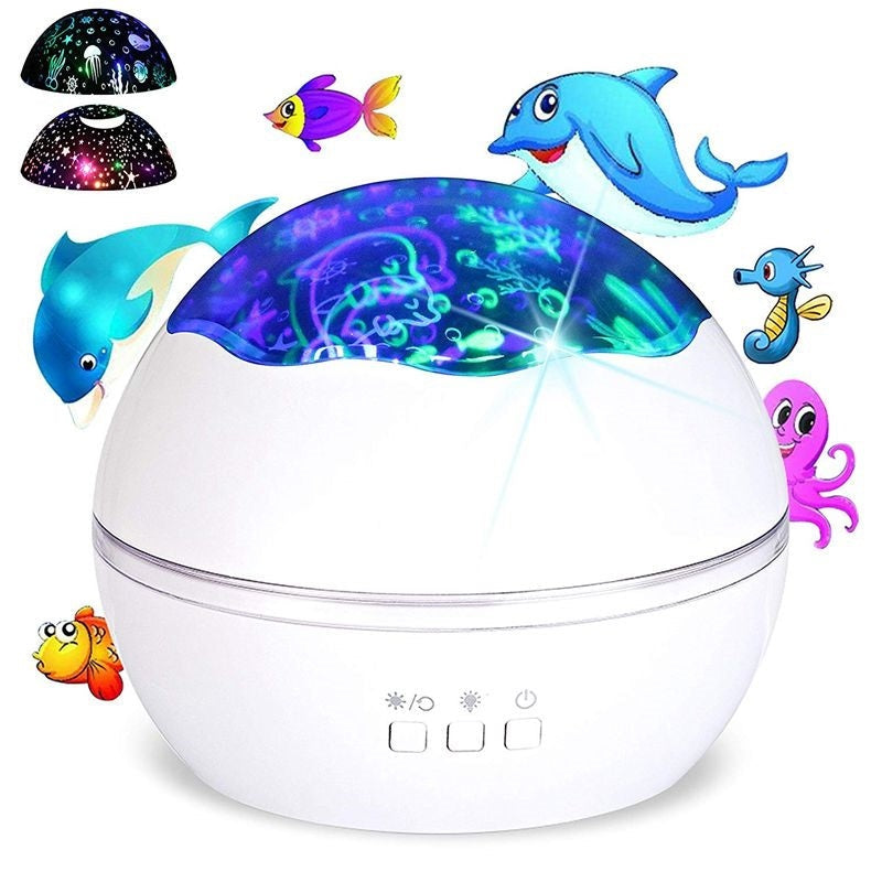 Night Light Projector showing colourful underwater sea creatures
