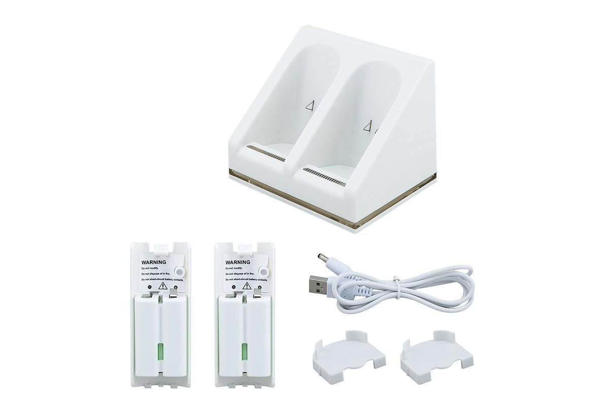 Top view of Wii controller charger with USB cable attached