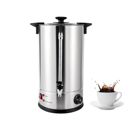 Hot water urn 15L side view showing plastic water tap