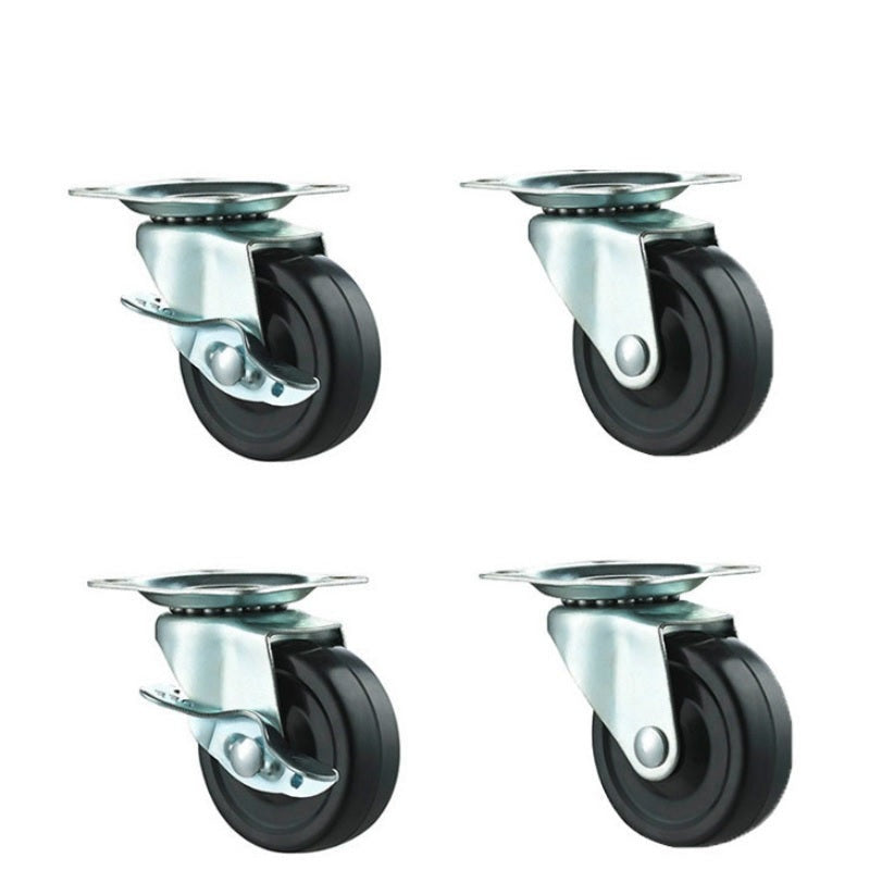 Caster wheels trolley wheels kit showing black PU wheel close up