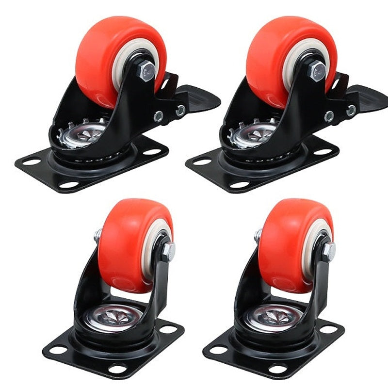 Caster wheels trolley wheels kit showing 125mm PU wheel close up
