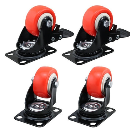 Caster wheels trolley wheels kit showing 125mm PU wheel close up