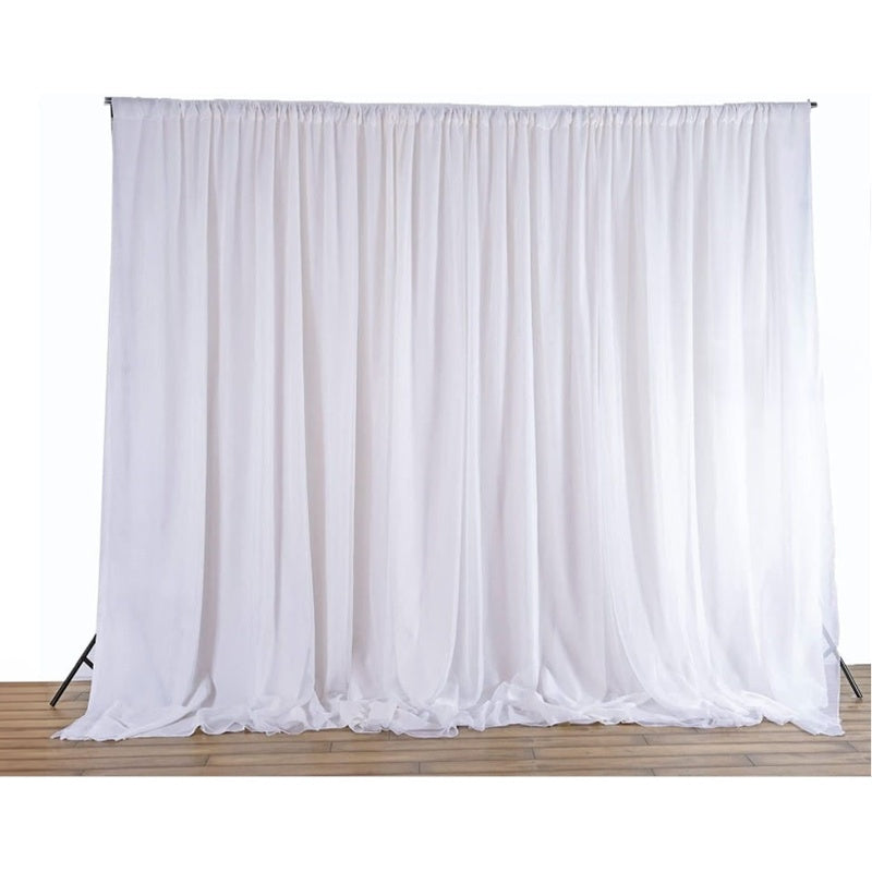 Wedding backdrop curtain white sheer silk full front view