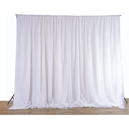 Wedding backdrop curtain white sheer silk full front view