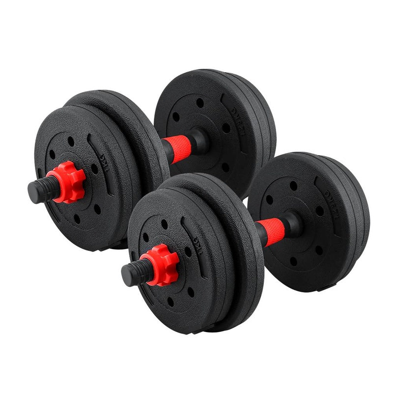 Dumbbells 2x5kg set showing rubber coating and iron plates