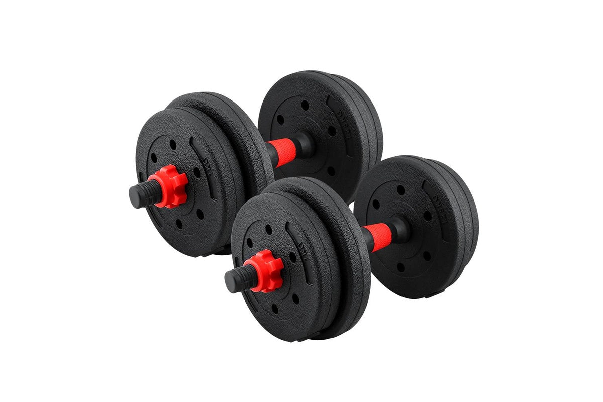 Side view of dumbbells 2x5kg with textured grip handles