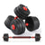 Adjustable dumbbell barbell set showing rubber coated 30kg weights