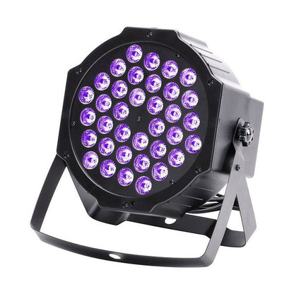 LED stage par light front view showing black casing