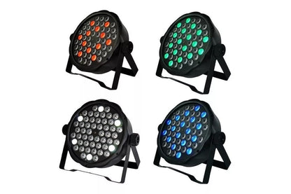 LED stage light disco party light showing front view with black plastic casing