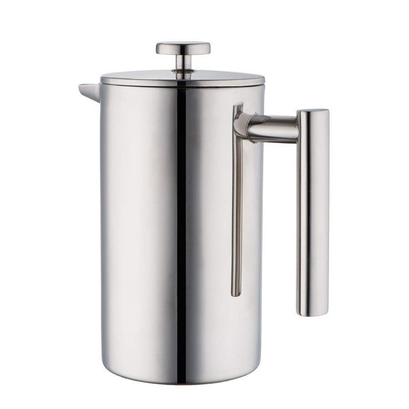 Coffee plunger stainless steel body with glass carafe