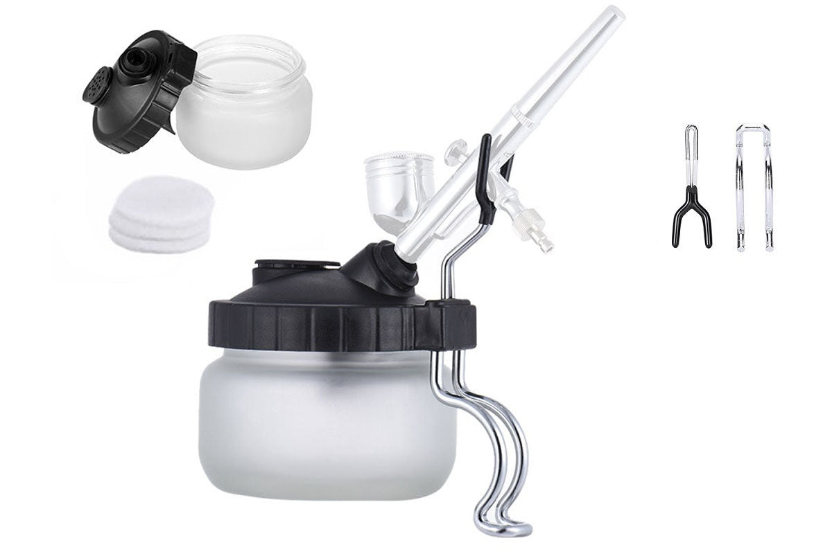Compact airbrush cleaning pot suitable for NZ art studios