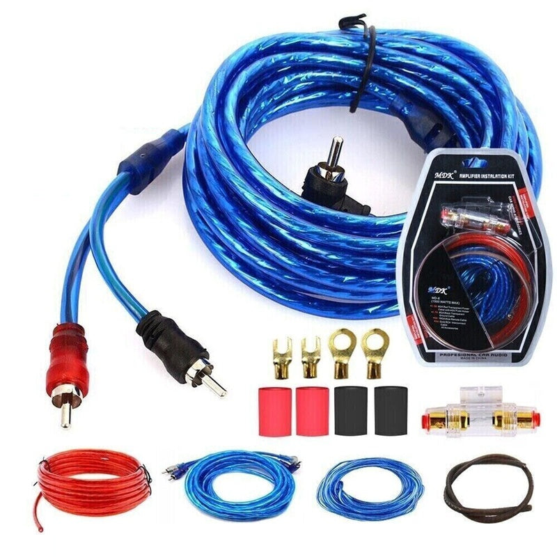 Car amplifier wiring kit showing red power cable