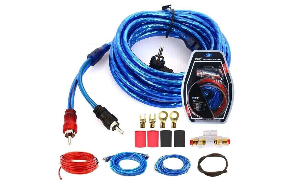 Blue control cable detail of car amplifier wiring kit