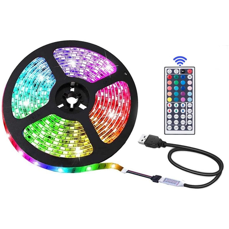 LED strip light showing full 5 metre length with USB power