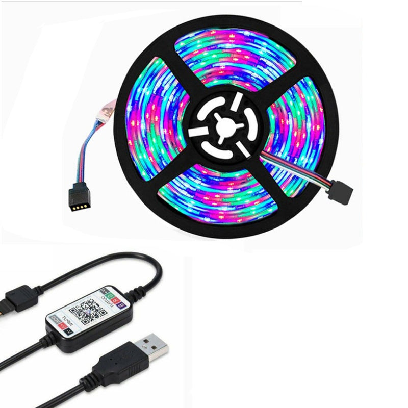 LED strip light RGB 5m showing full length with black base