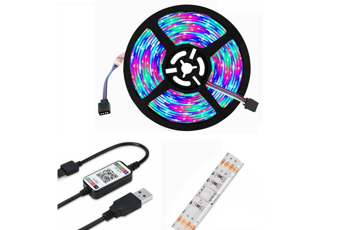 Close up of LED strip light RGB with bright 5050 LEDs