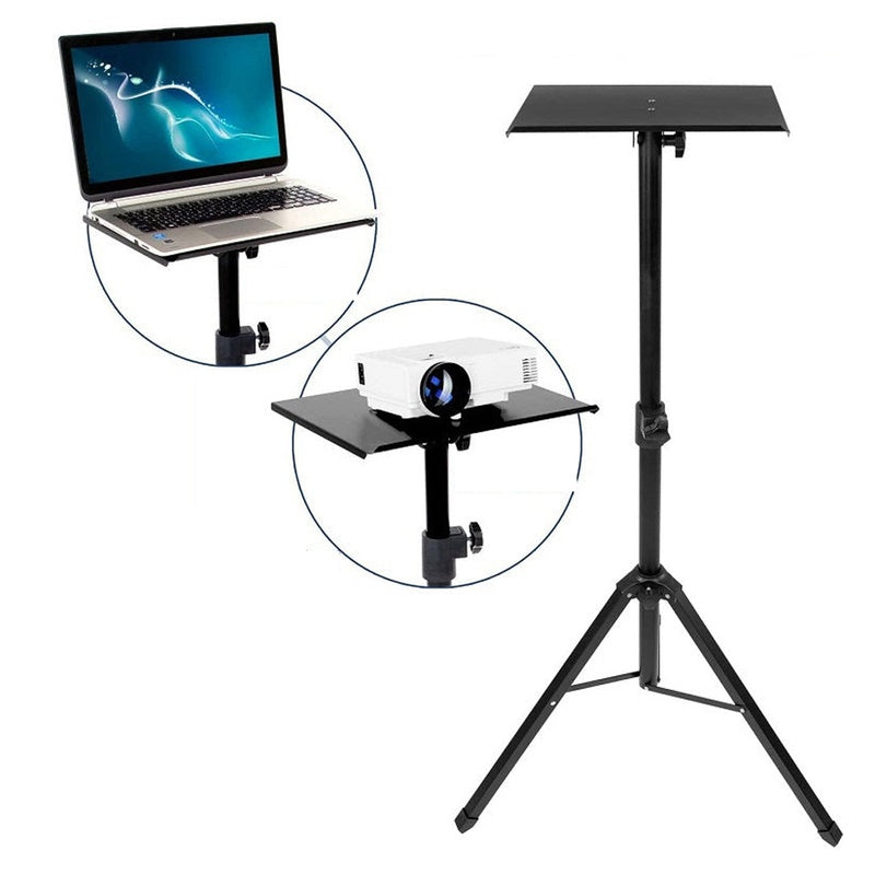 Laptop stand projector stand black steel tripod base view