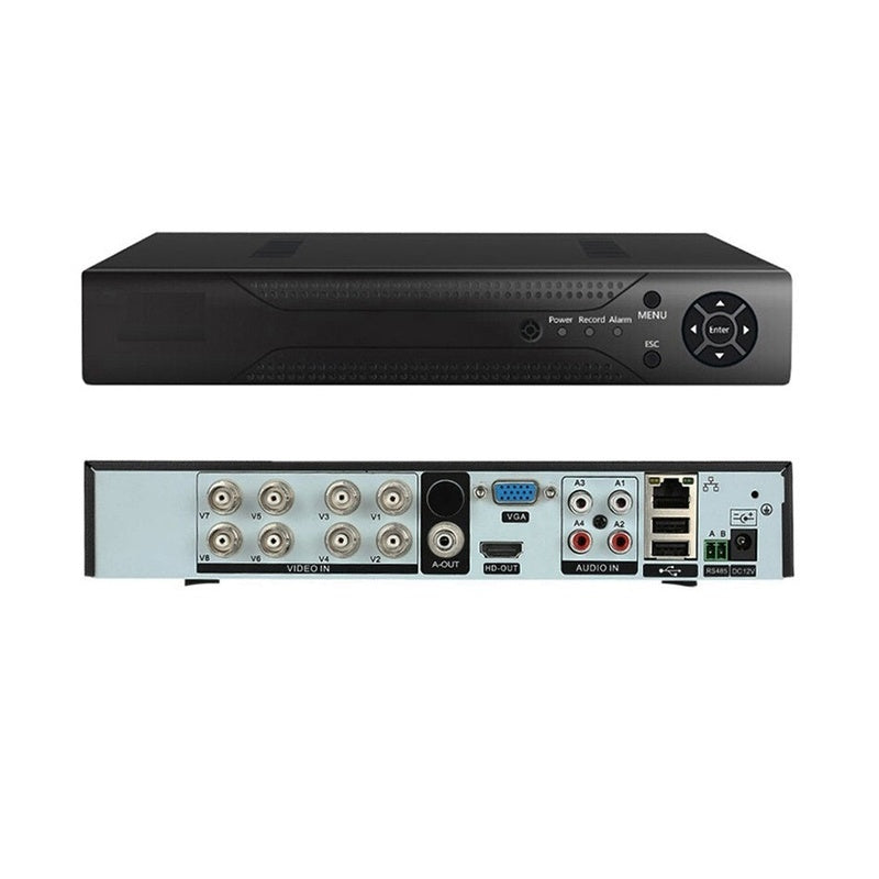 Front view of DVR 8CH recorder CCTV camera system showing ports