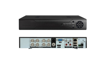Close-up of 8 channel BNC video inputs on DVR recorder