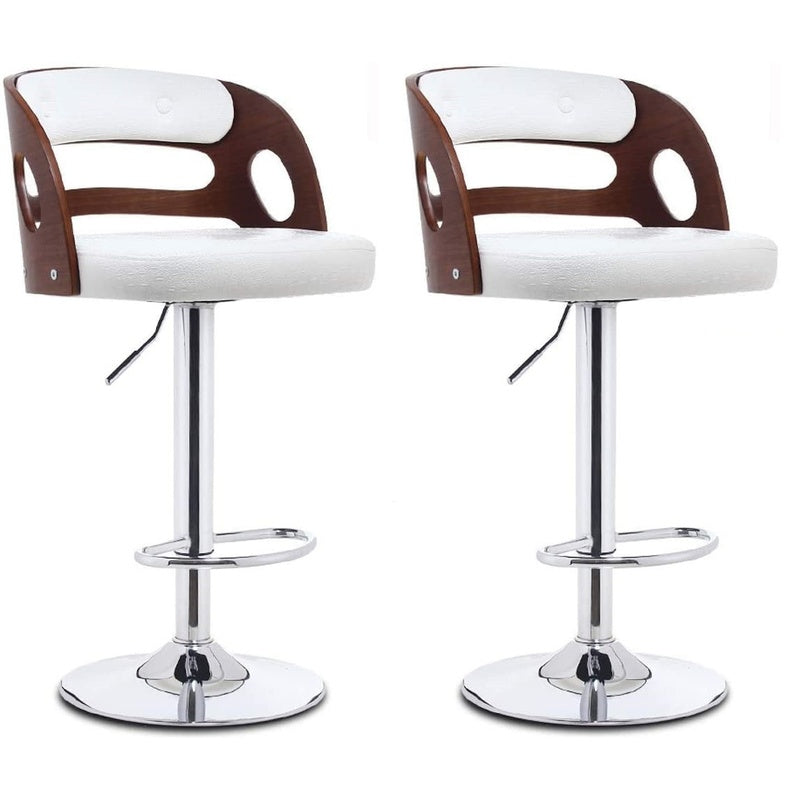 Bar stool chairs white wooden armchair side view