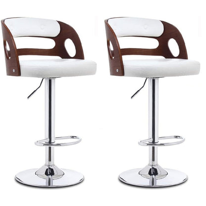 Bar stool chairs white wooden armchair side view