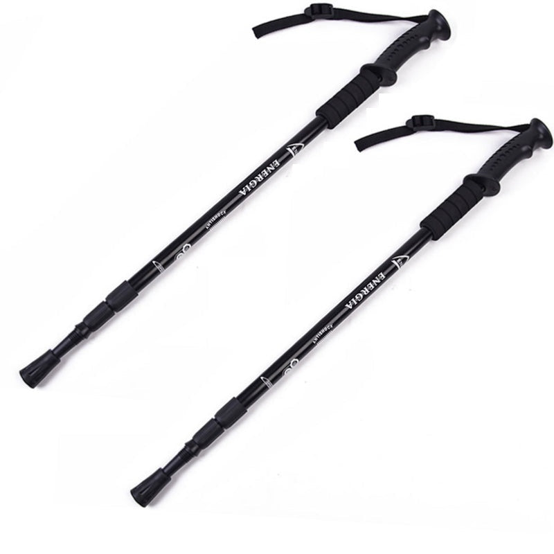 Trekking poles pair showing adjustable length in black
