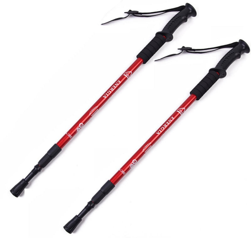 Red trekking poles pair with extra long EVA foam handles